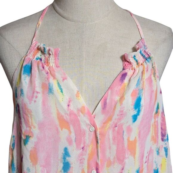 Rory Beca Forever 21 Colorful Painted Look Halter Neck Blouse Top - Picture 2 of 7